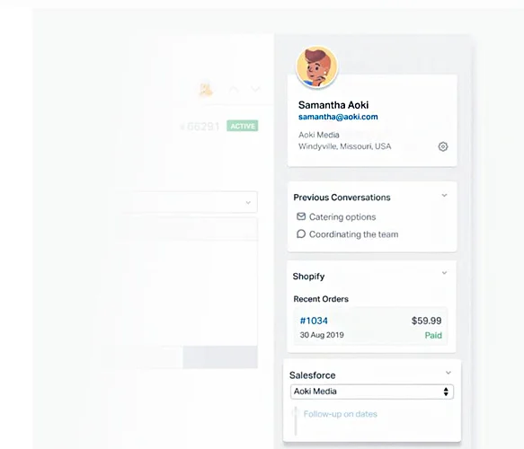 Help Scout displays the info in the sidebar