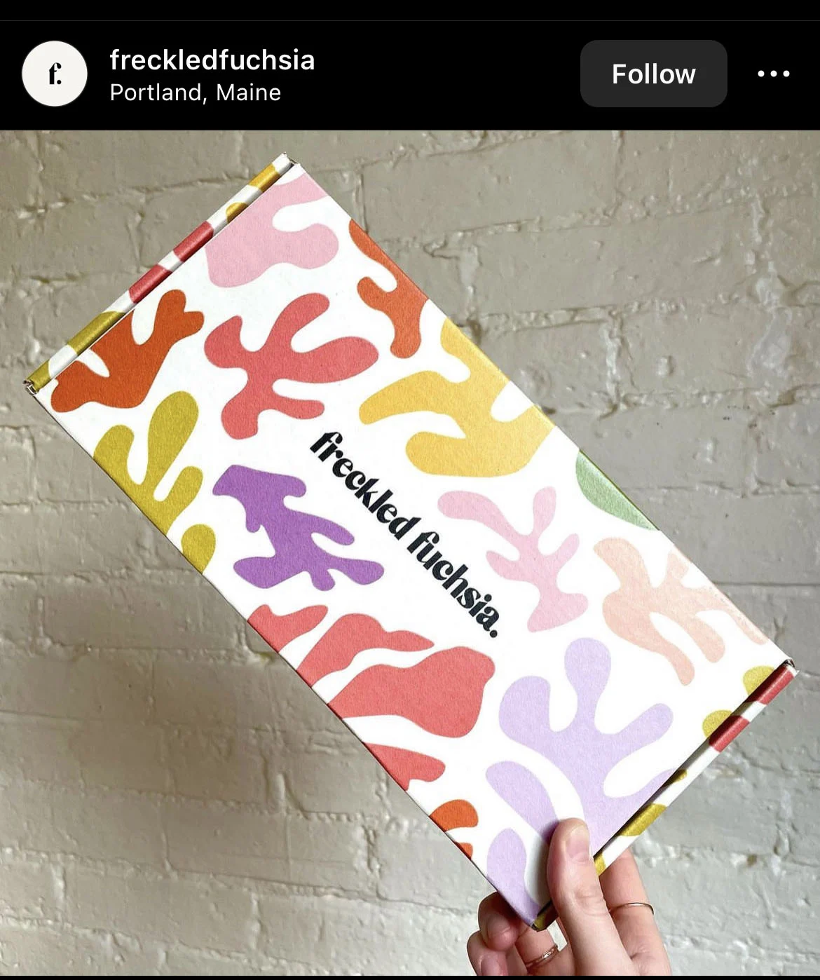 Example of a custom packaging box by Freckled Fuschia.