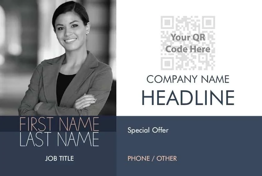 Sample postcard advertising a freelancer from VistaPrint