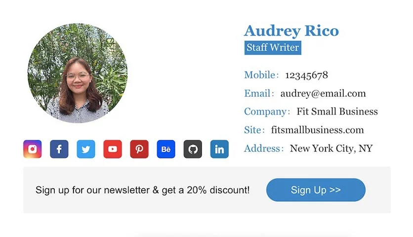 Sample email signature designed with Logo AI