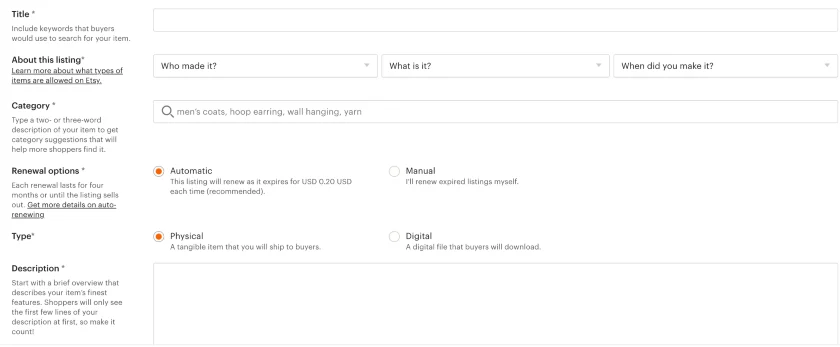 Etsy Product Listing Details