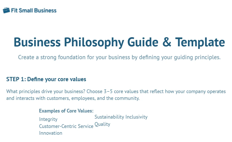 Business Philosophy Template Featured Image