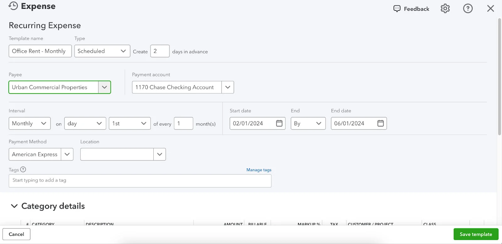 Image showing how to create recurring transactions.