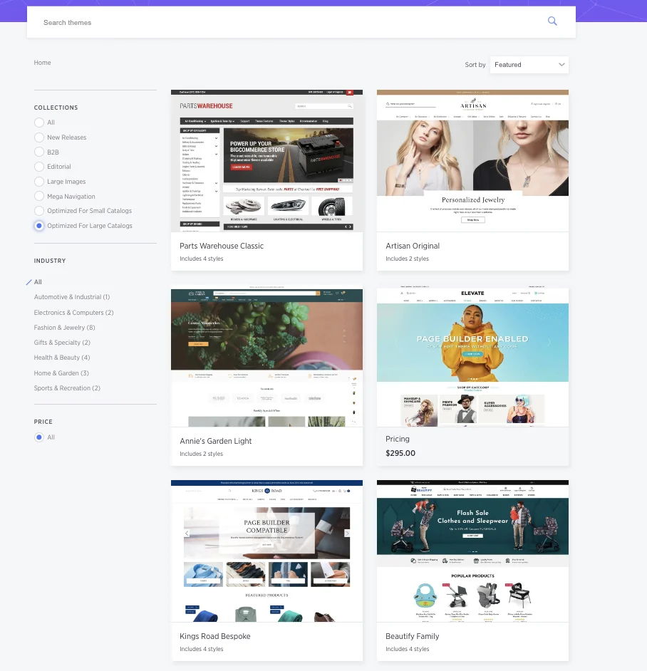BigCommerce themes for large or extensive catalogs.