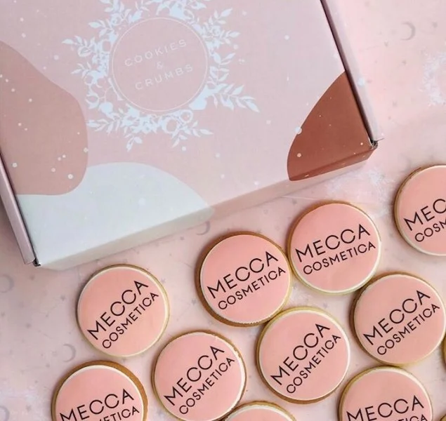 An example of cookies branded with the company's name