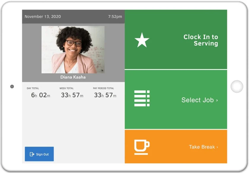 Showing QuickBooks Time kiosk works on android and iOS tablets.