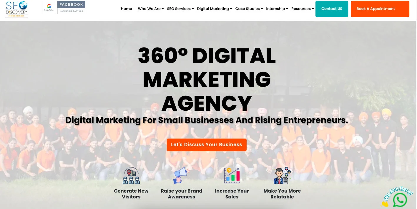 Home page of SEO Discovery's website.