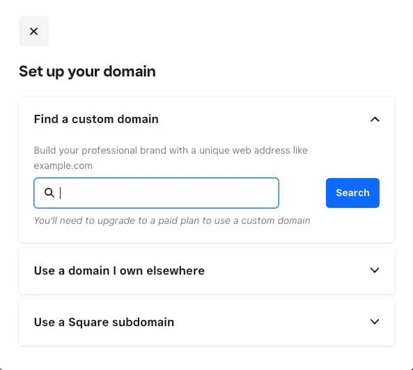 Filling in the blank field to set up your domain.