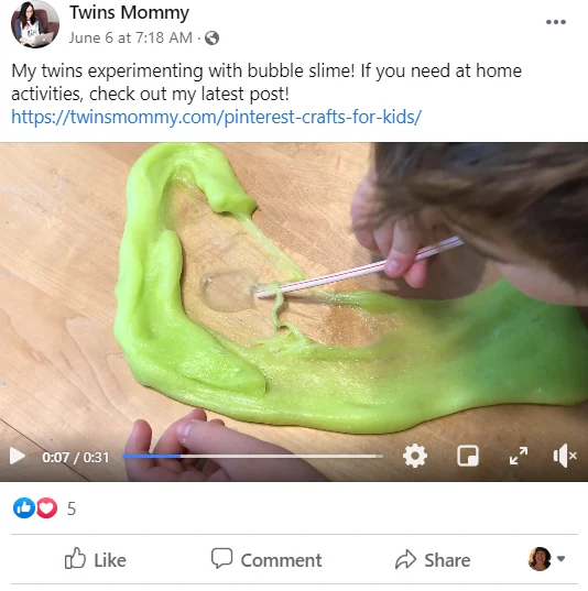 The Twins Mommy blog sample video content on Facebook