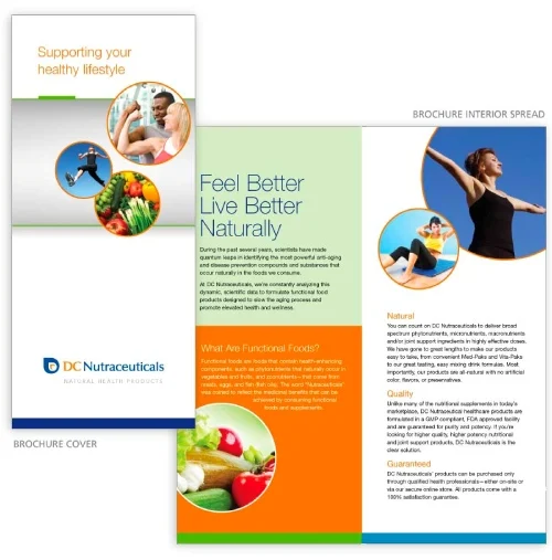 Flyer from a wellness company discussing its benefits.
