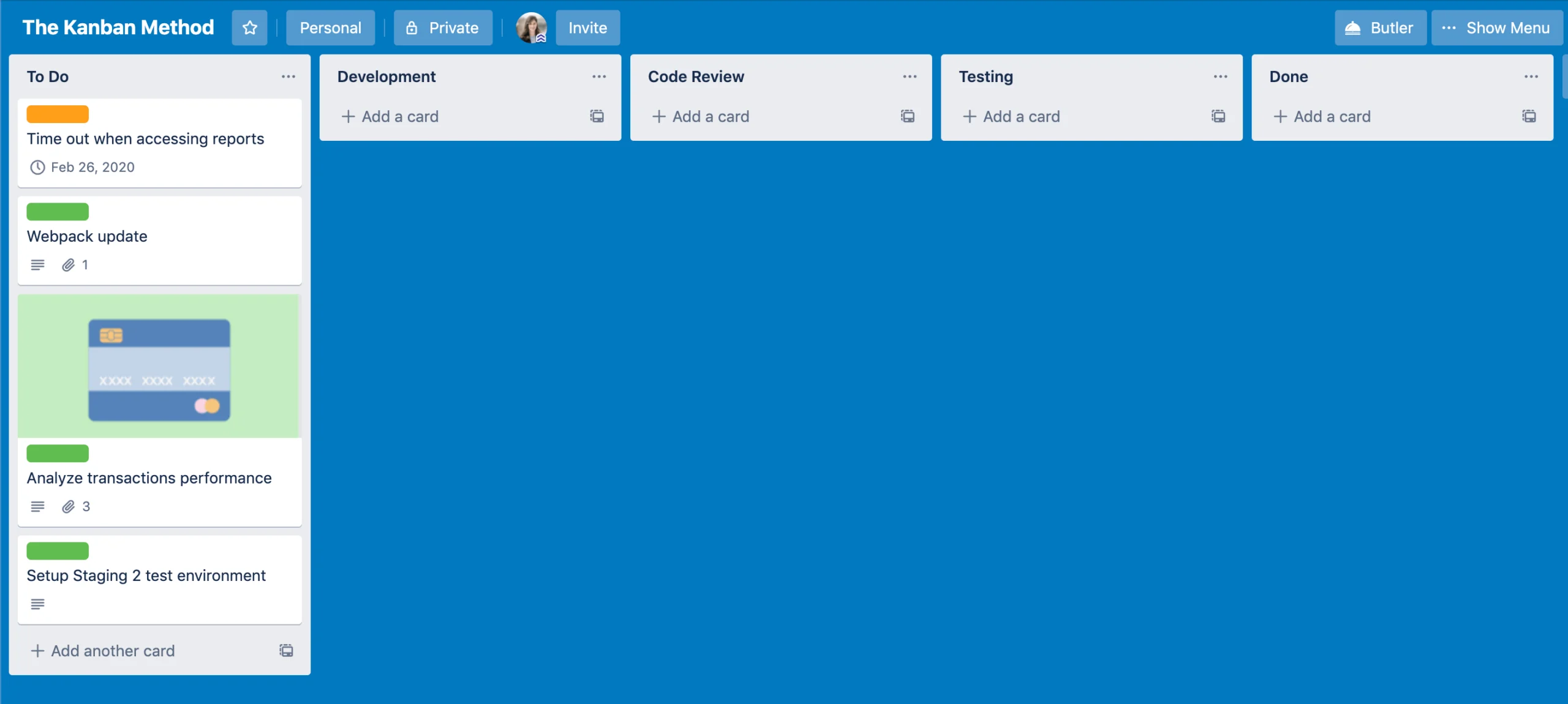Trello Kanban board sales activity tracking