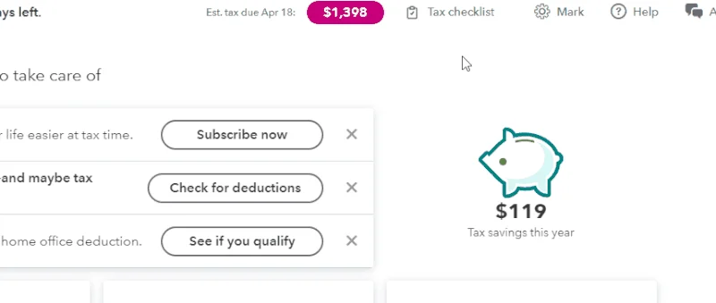 Screen showing how to navigate to the Upgrade section in QuickBooks Self-Employed.