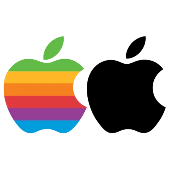 Apple's Logo in color and in silhouette