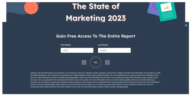 HubSpot's email signup form to access its gated content.