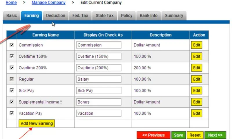 ePaycheck program popup for editing pay types.