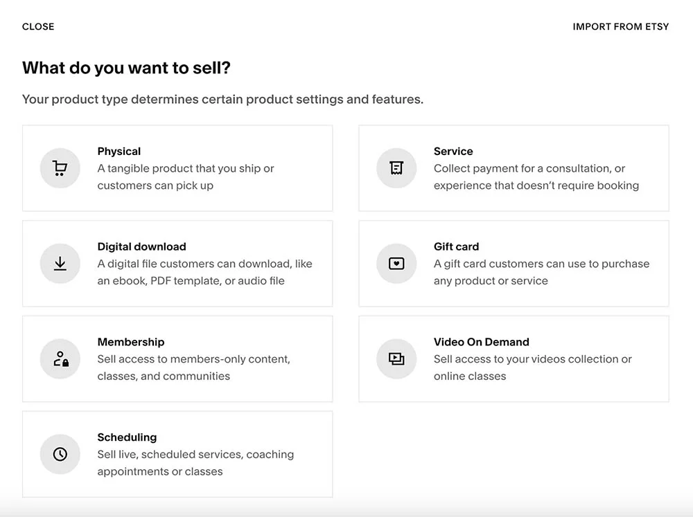 Squarespace add product.