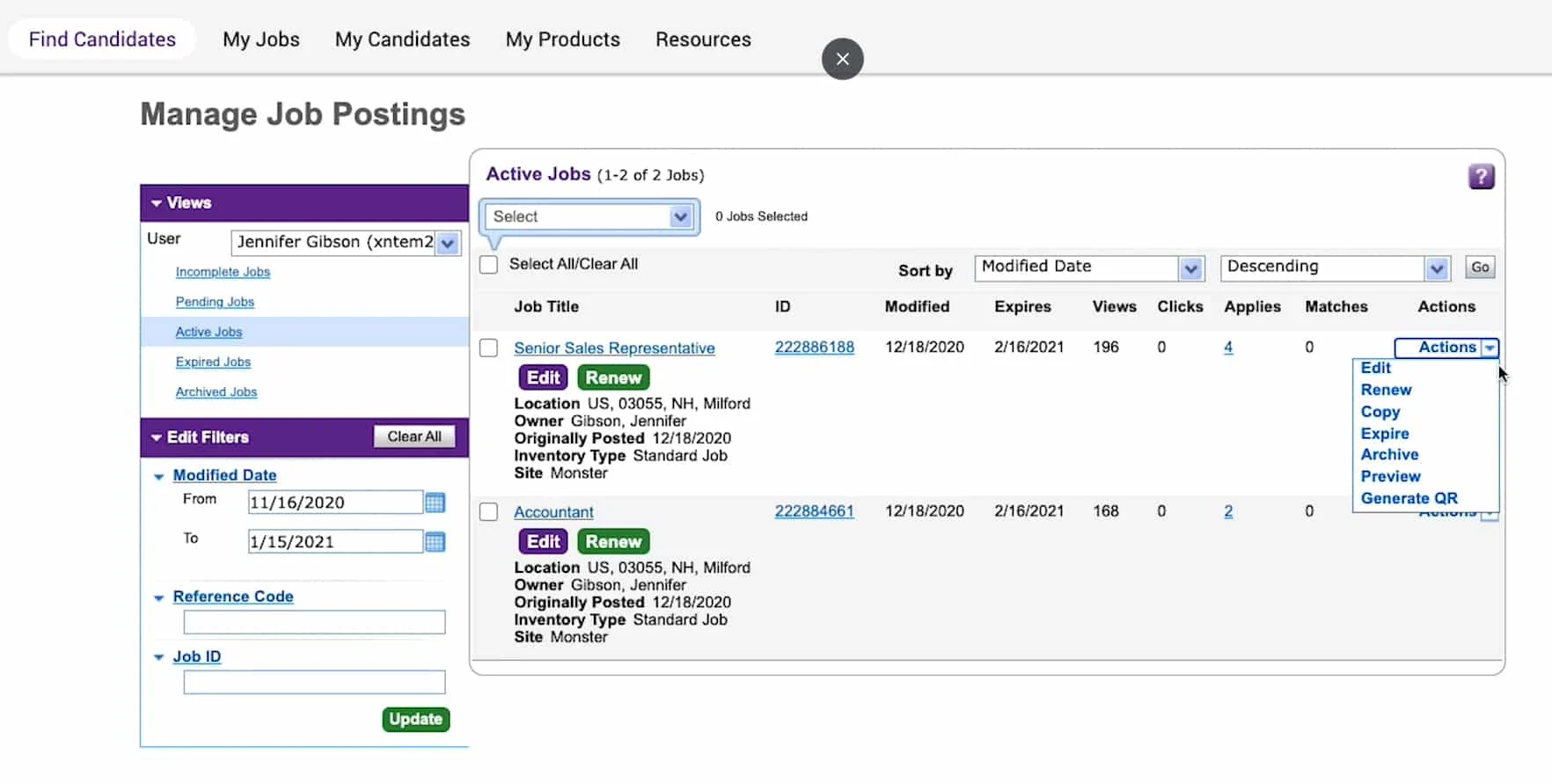 Monster edit job postings.