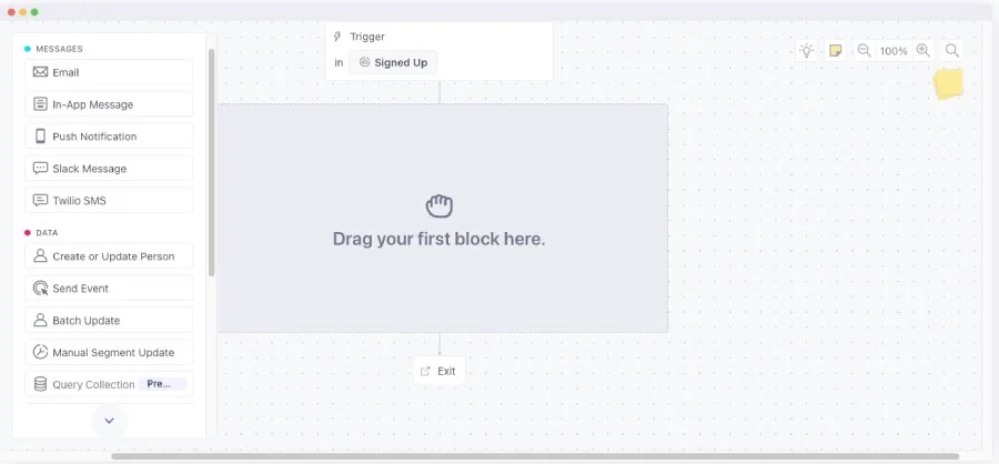Creating visual journeys in Customer.io.