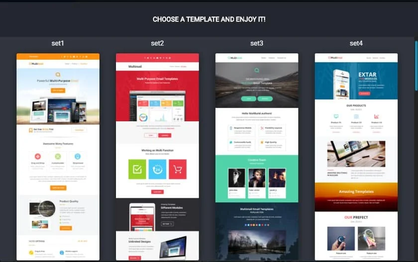 MailChimp Email Templates selection