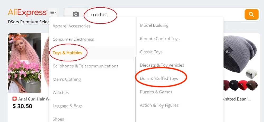 Adding keyword in the search bar.