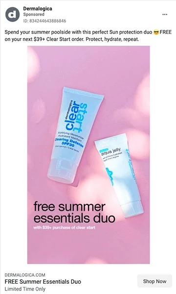 Dermalogica mobile-first Facebook ad.