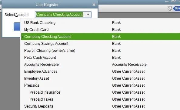 Selecting the bank deposit account.