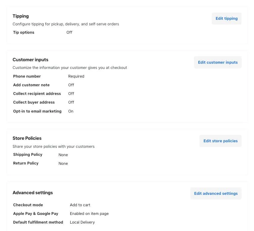 Configuring your checkout.