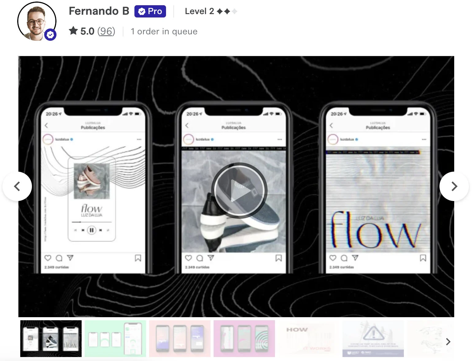 Sample Instagram project from a Fiverr freelancer.