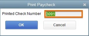 New check number to be used.