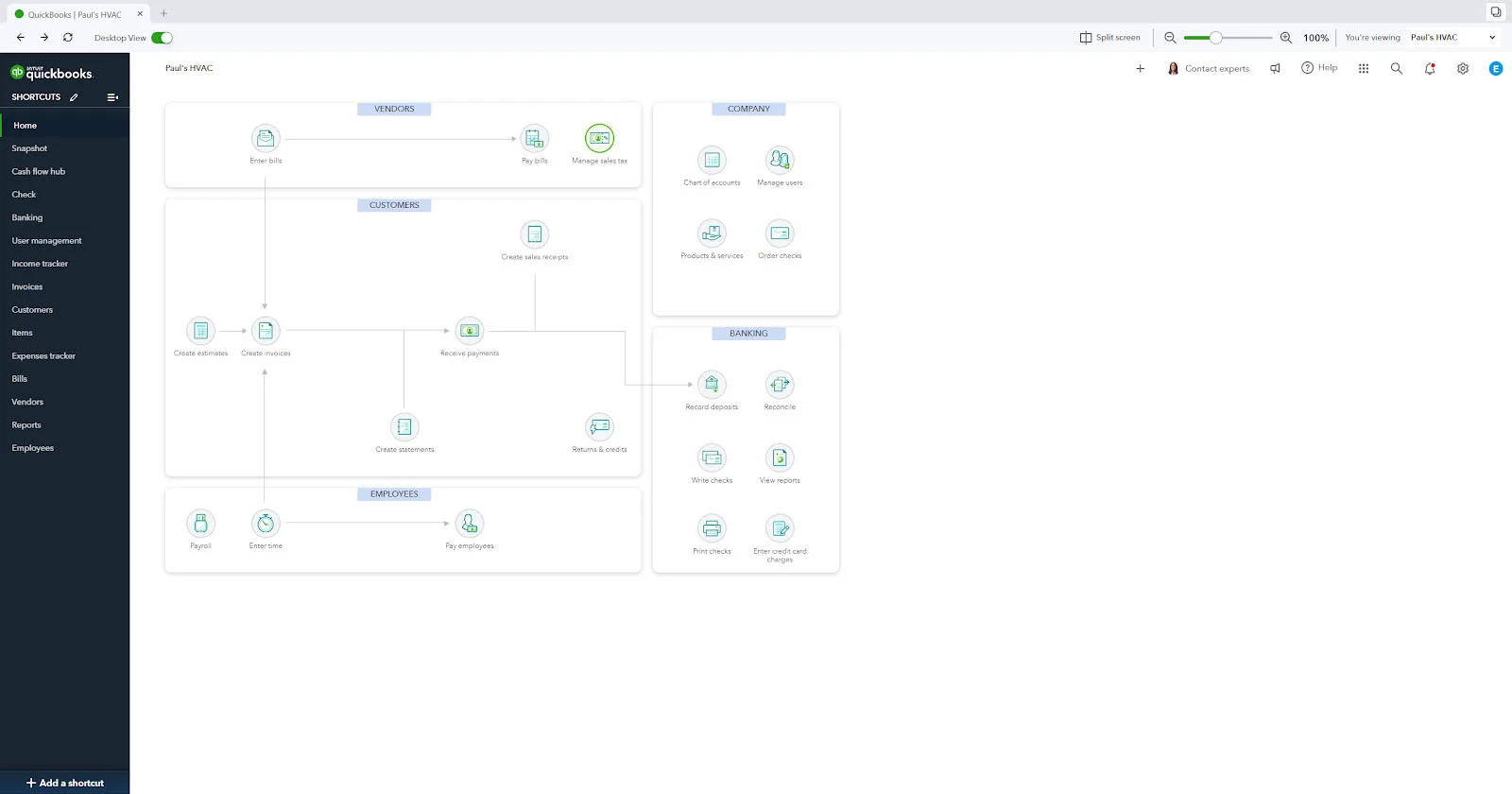 Image showing the desktop app of QuickBooks Online.