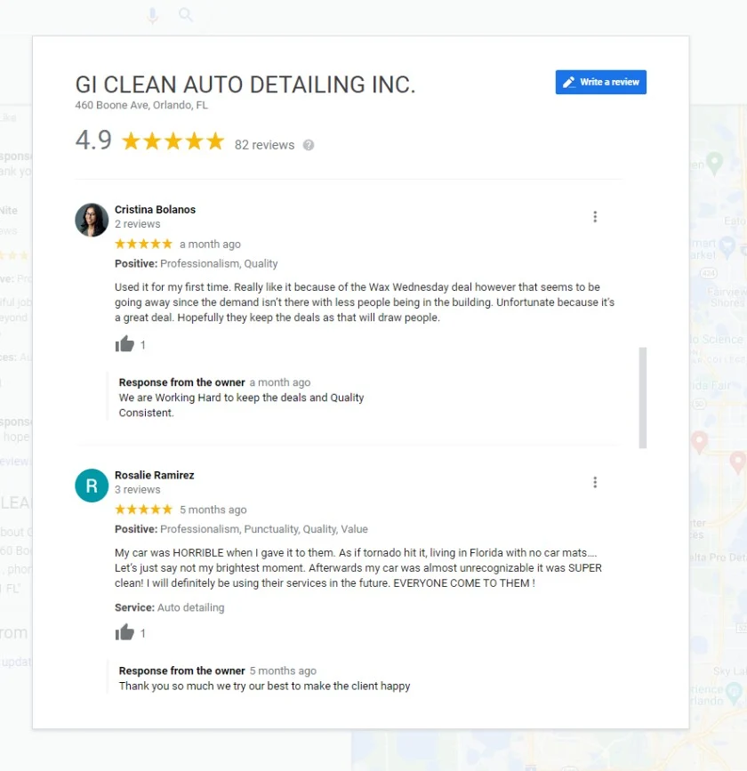 Google Reviews and owner responses