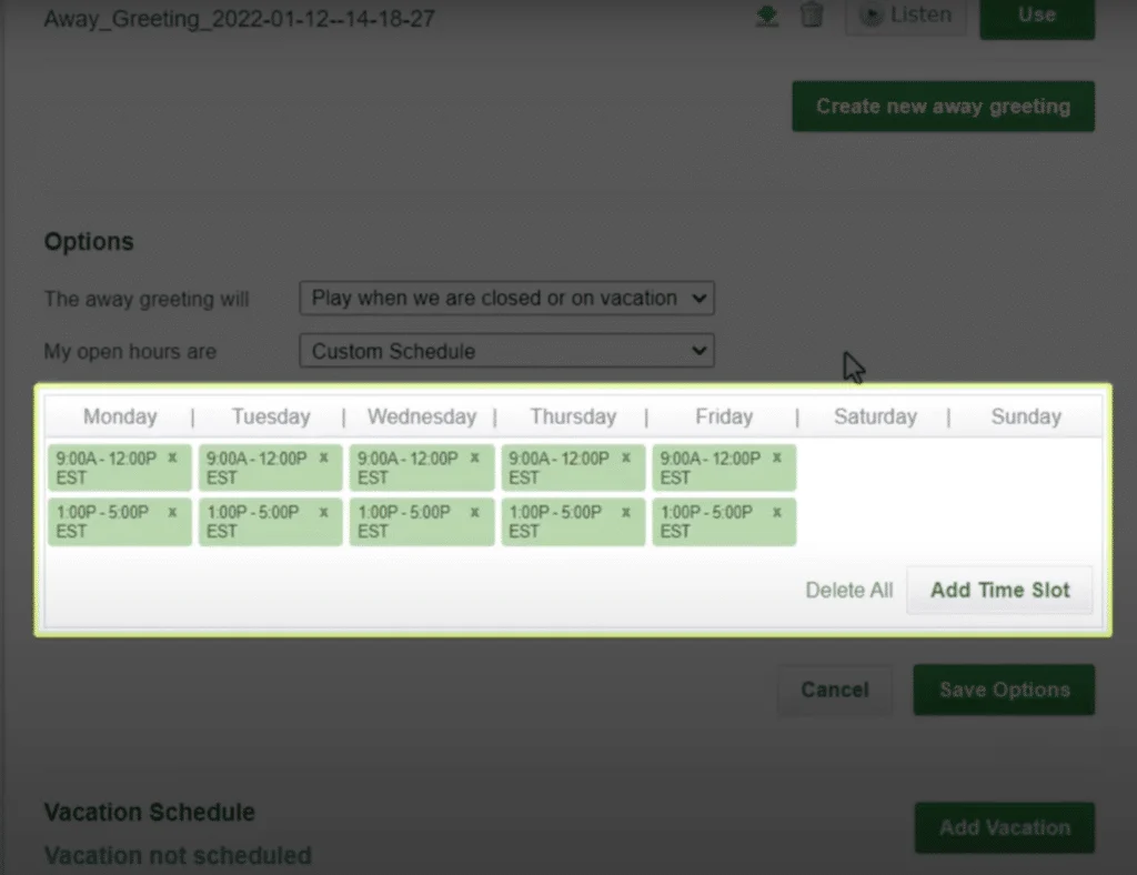 Sample custom schedule on the Grasshopper platform.