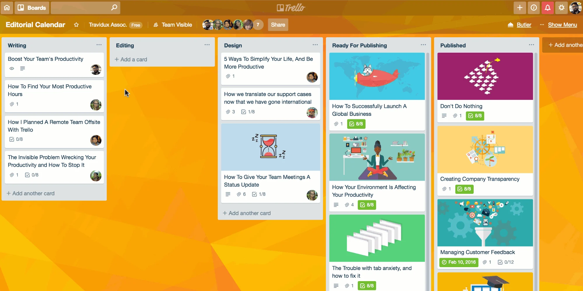 A GIF showing a Trello user clicking a task card, selecting the "Next Step" button under "Power-ups," and the card automatically reflecting the label "Needs Approval"