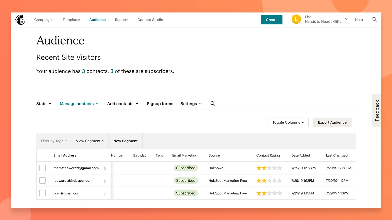 MailChimp and HubSpot contact sync.