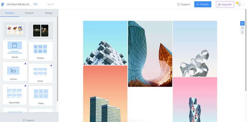 Screenshot of the POWr Gallery control panel.
