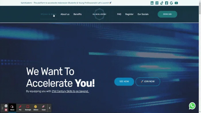 Screencapture of KamiKademi best 1 page websites example