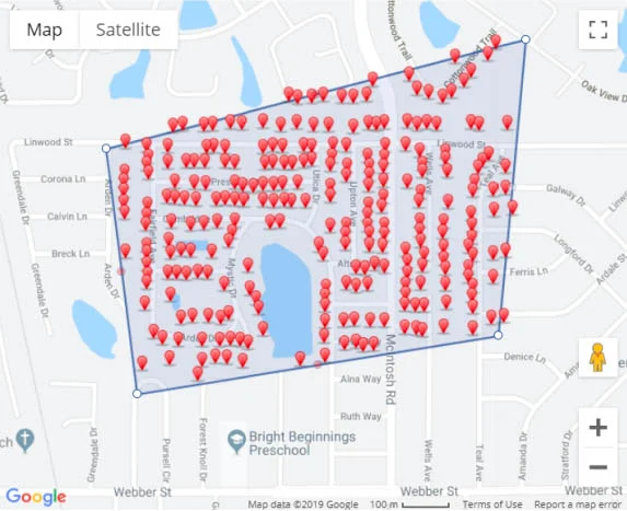 MapMyMail map example from ProspectsPLUS!