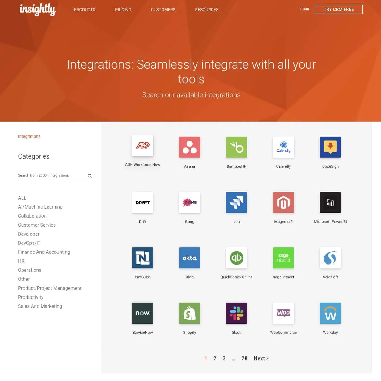List of Insightly integrations.