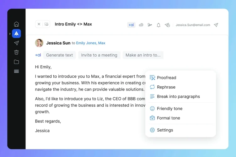 SparkMailApp AI-driven features