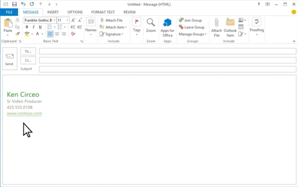 Email signature showing up when composing a new email in the classic Outlook.