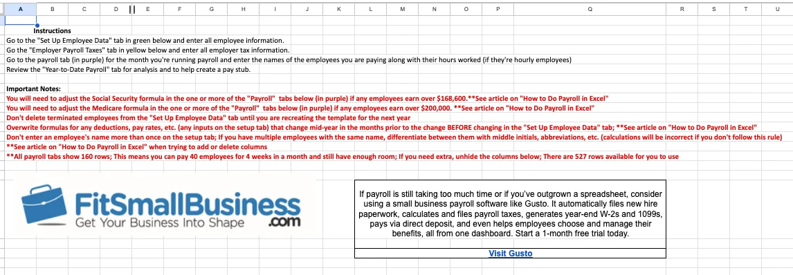 12-Month (Annual) Payroll Processing Template