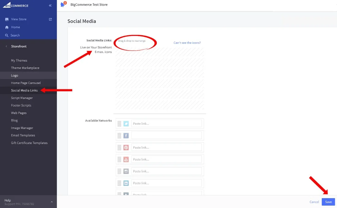 Adding social media links to your online store.