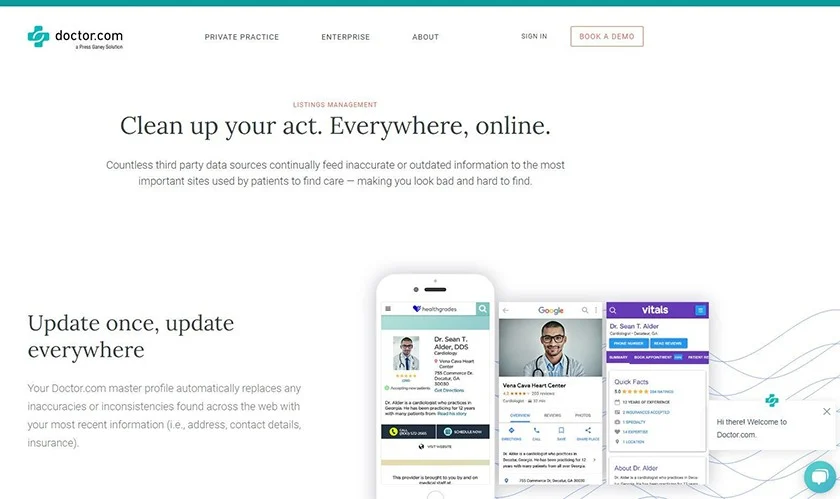 Home page of the Doctor website.