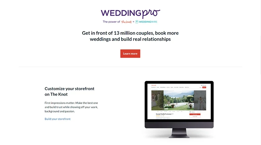 Home page of The Knot's website.