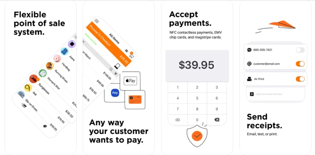 Payanywhere accept payments, manage inventory and pull reports.