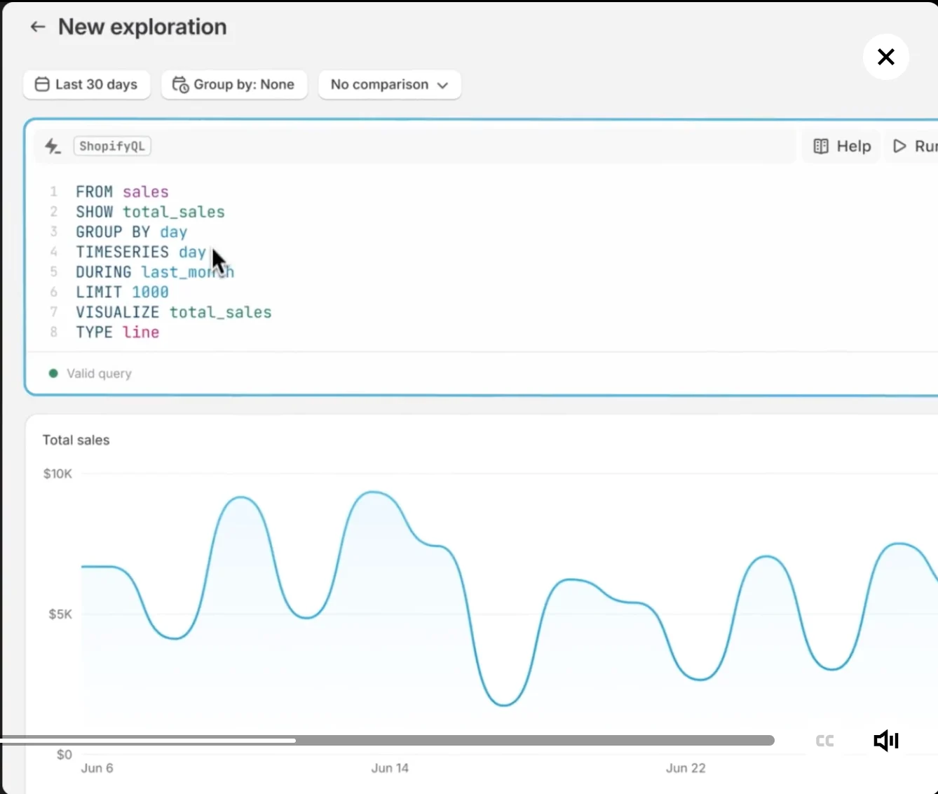 Shopify Editions Summer 2024 rollout of new analytics dashboard, how you run a ShopifyQL code to run specific reports