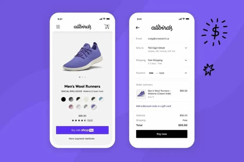 Shopify one-click checkout.