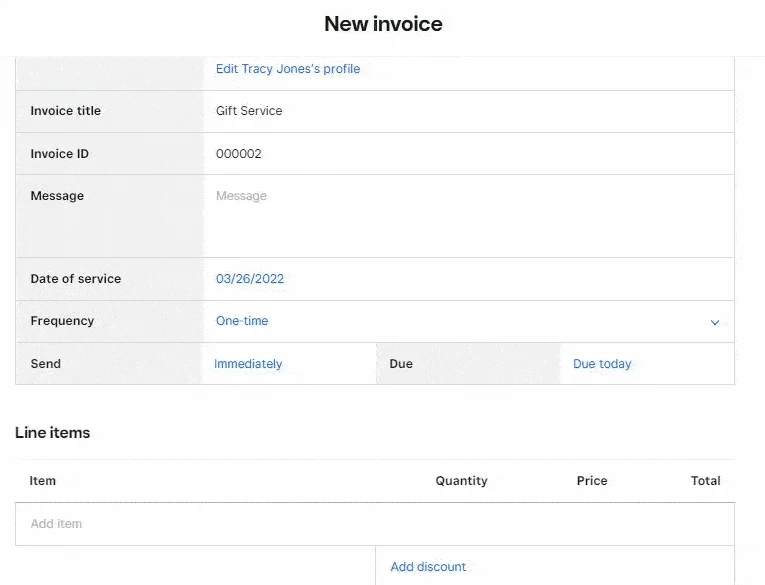 Setting one time as frequency for single invoice transactions.