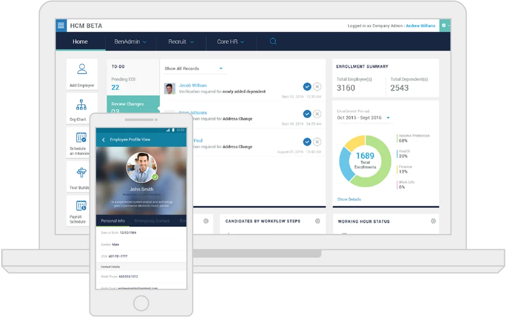 computer and mobile device candidate management platforms