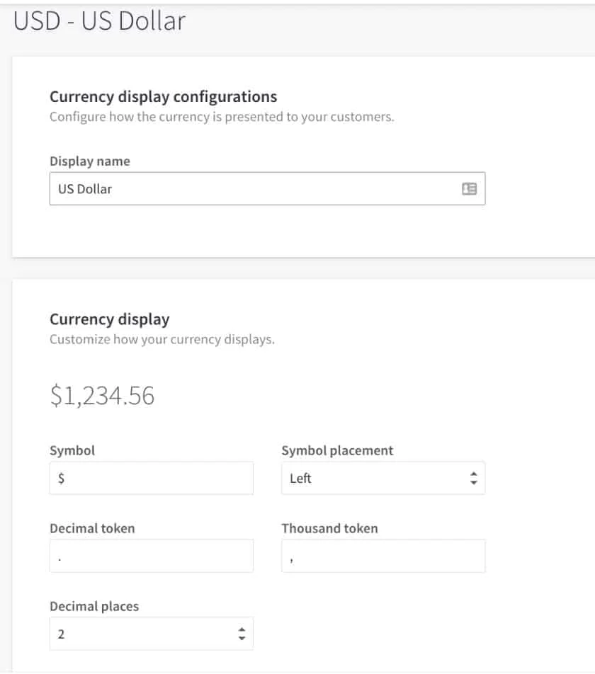Setting up product prices in different currencies.